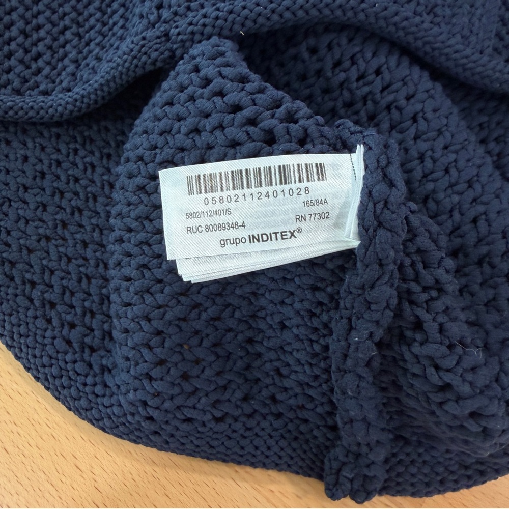 Zara Navy Blue Chunky Knit Button Front Sweater Vest Gold Buttons Size Small - Picture 8 of 8